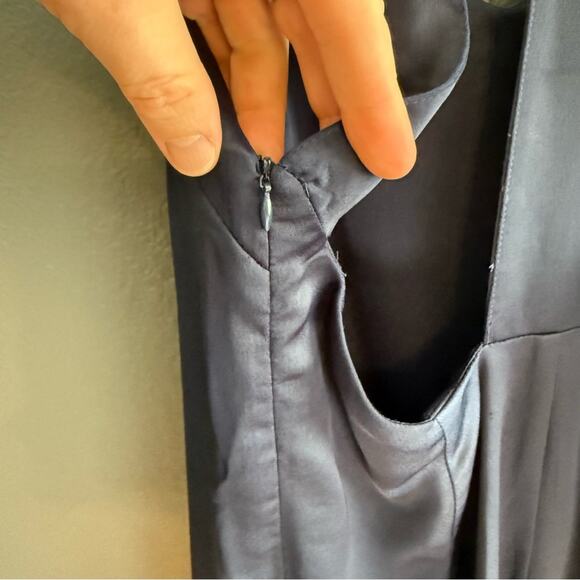 Lulus Alston Navy Blue Satin Midi Dress Size S - Picture 12 of 12